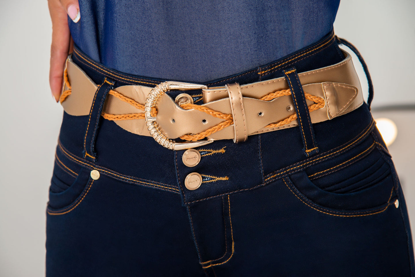 Jean Pretina Alta Control Abdomen - Bota Tubo Ref 1349