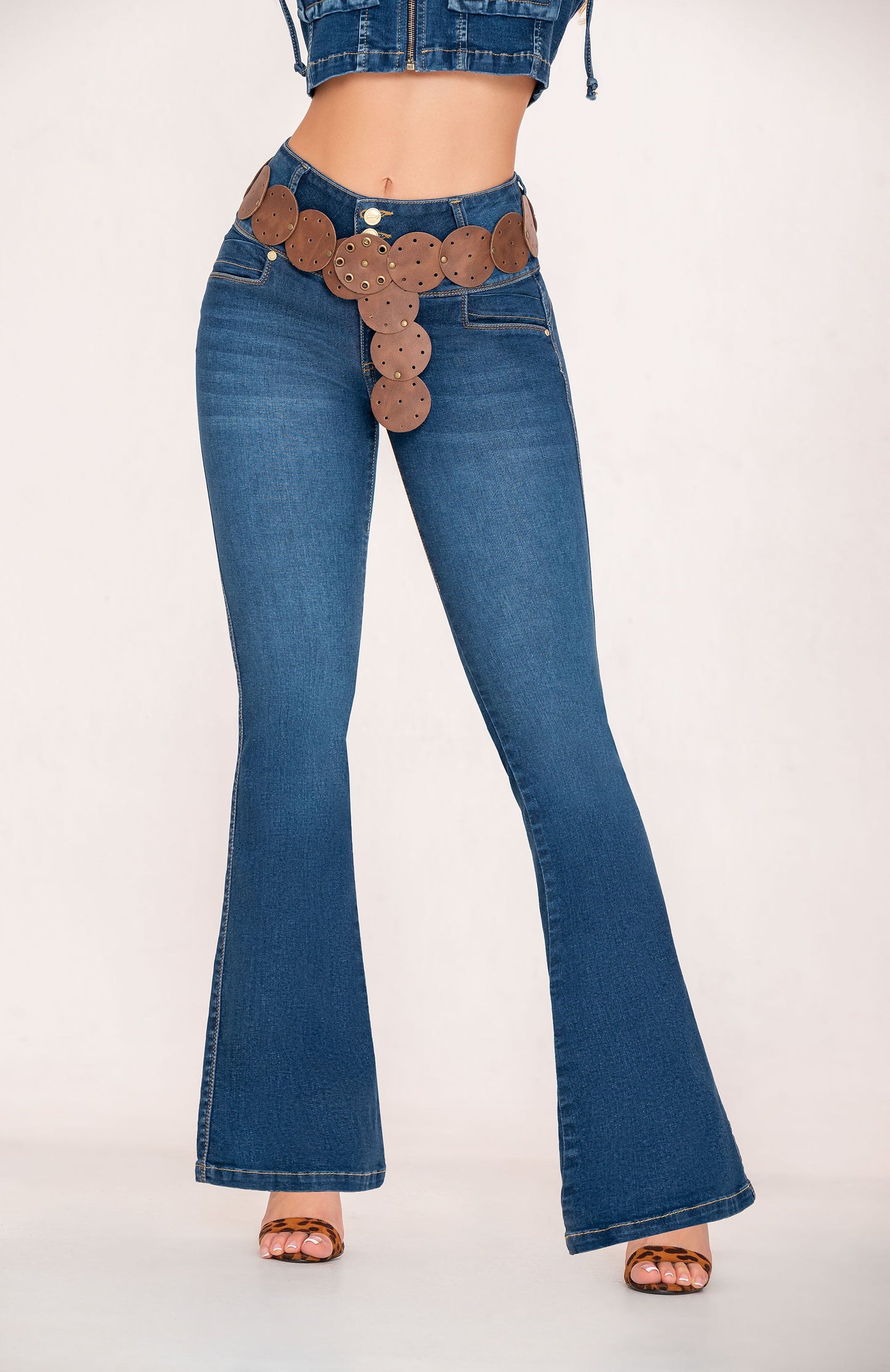 Jean Pretina Alta Control Abdomen - Bota Campana Ref 1655