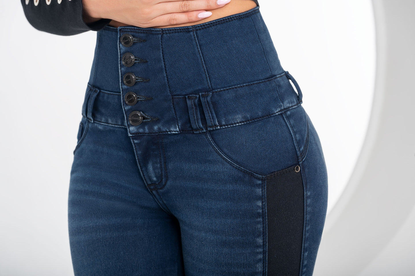 Jean Pretina Alta Control Abdomen - Bota Tubo Ref 1766