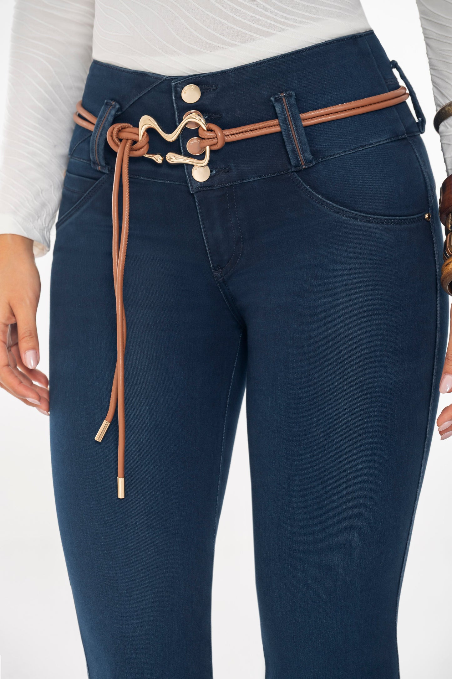 Jean Pretina Alta Control Abdomen - Bota Campana Ref 1781