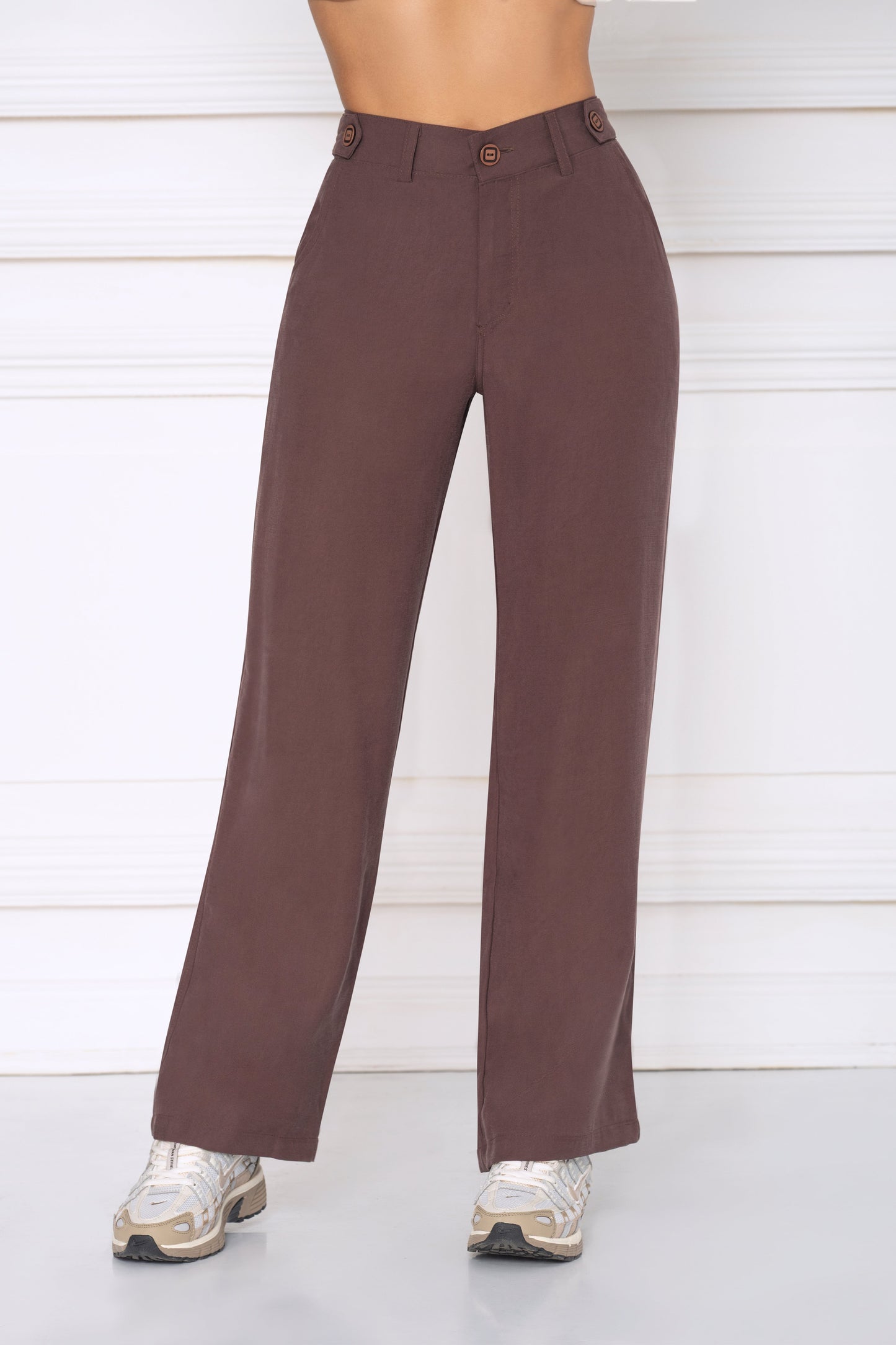 Pantalón Tejido Plano Twill Café Ref L-763